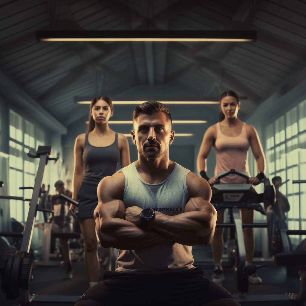 4. High-quality photo of a female customer being trained by a personal trainer at the gym