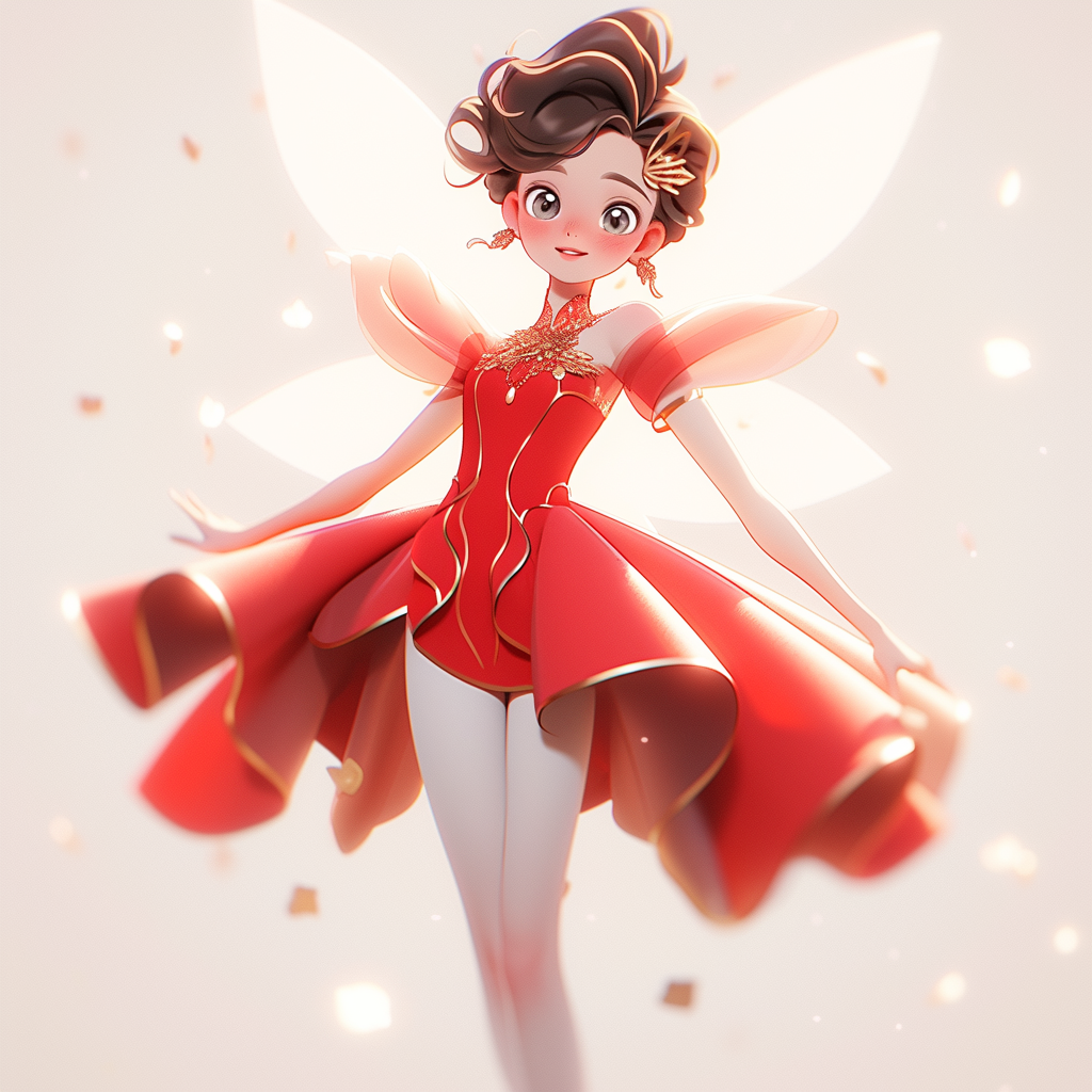 Magical girl in red princess attire