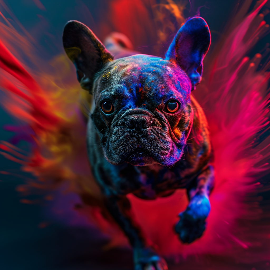 4. Vibrant grey french bulldog in motion