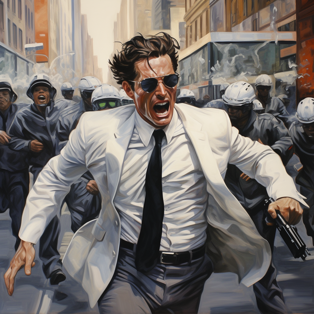 Patrick Bateman running away