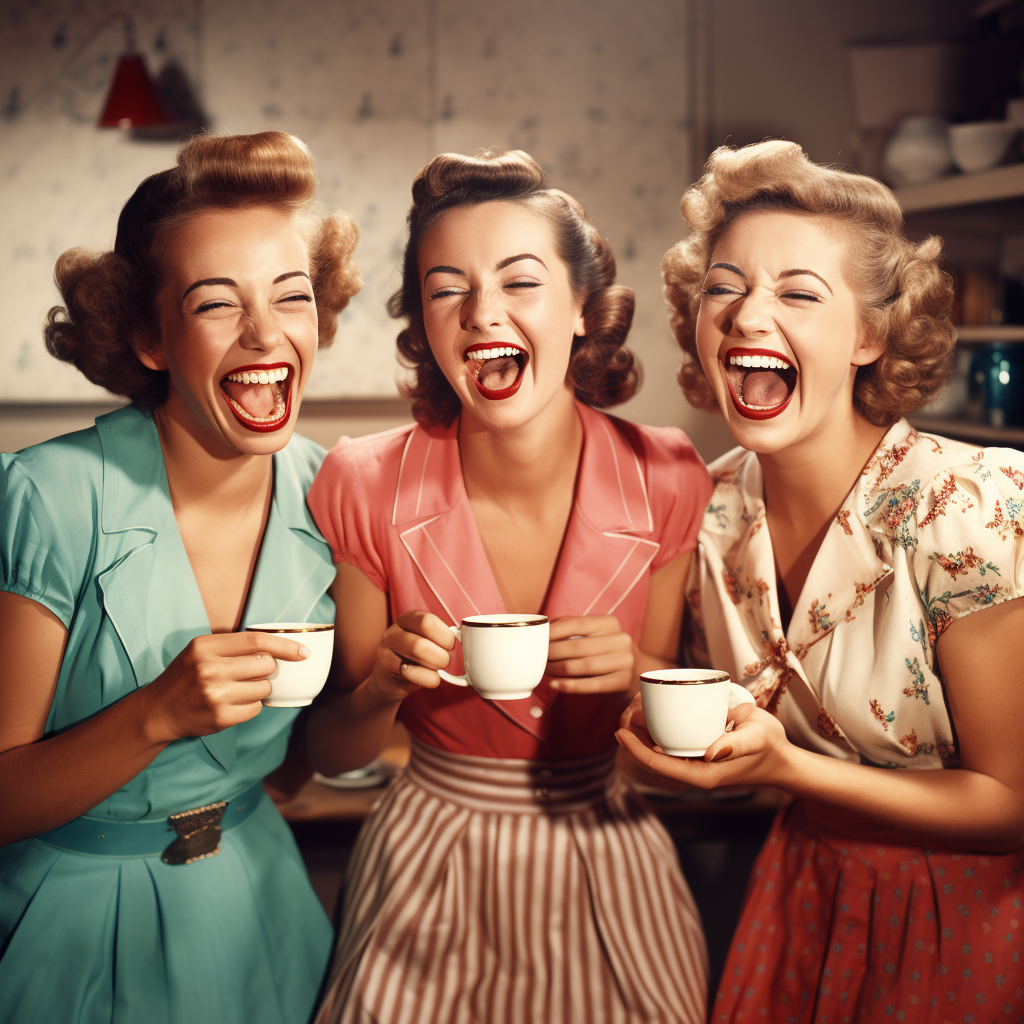 Group of 1950s women enjoying coffee