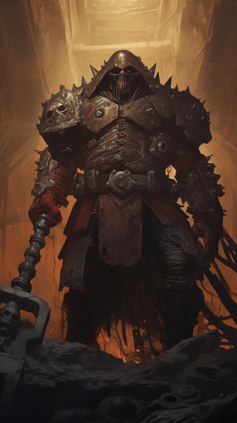 Mechanical giant with axe and shotgun