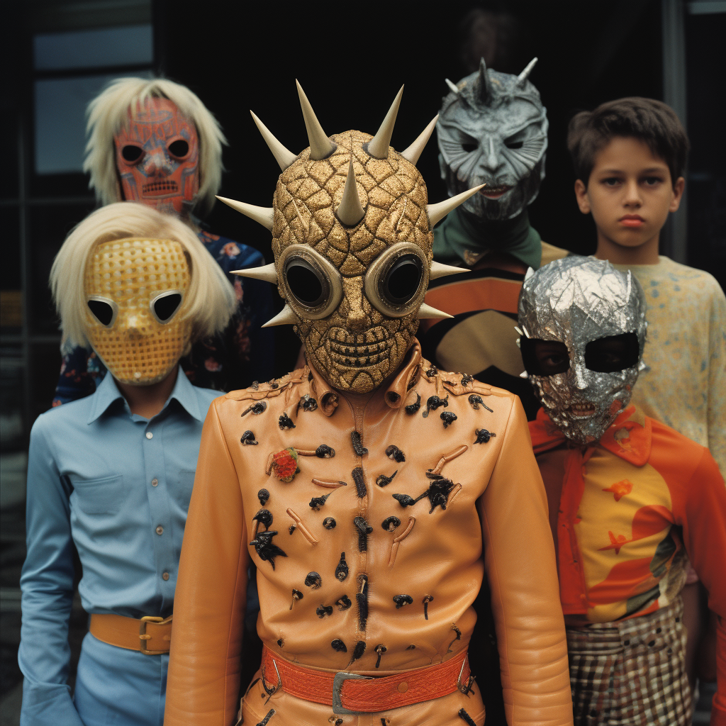 1970s mannequin spiky mask brain children heroes