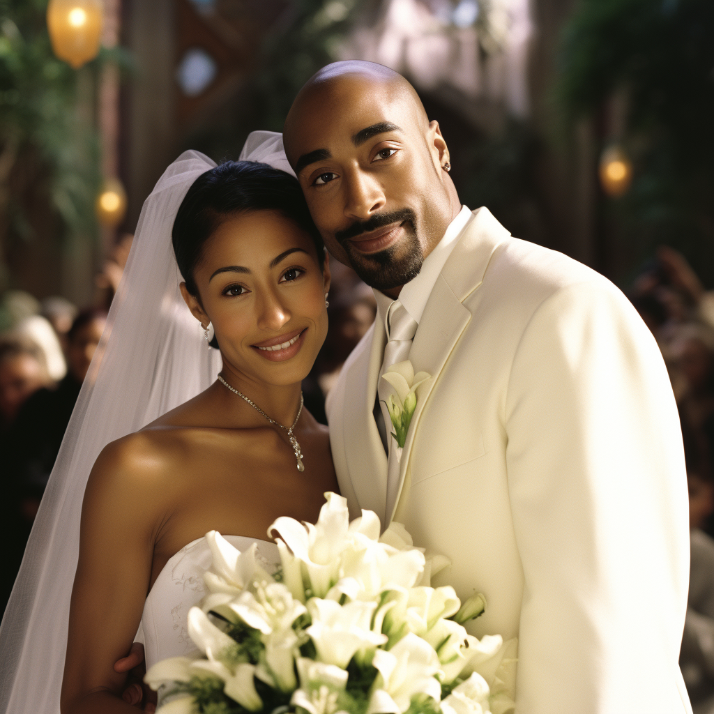 2Pac and Jada Pinkett Wedding Photo