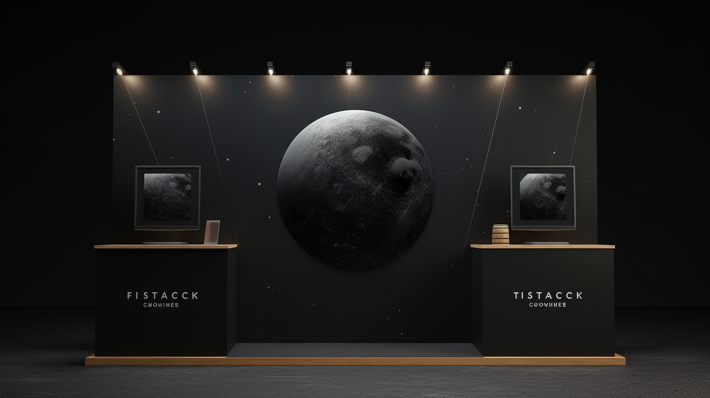 Exhibition stand mockup on black background