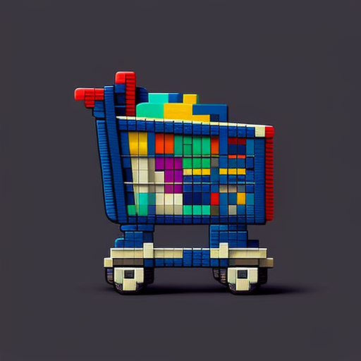 8-bit pixel shopping cart icon