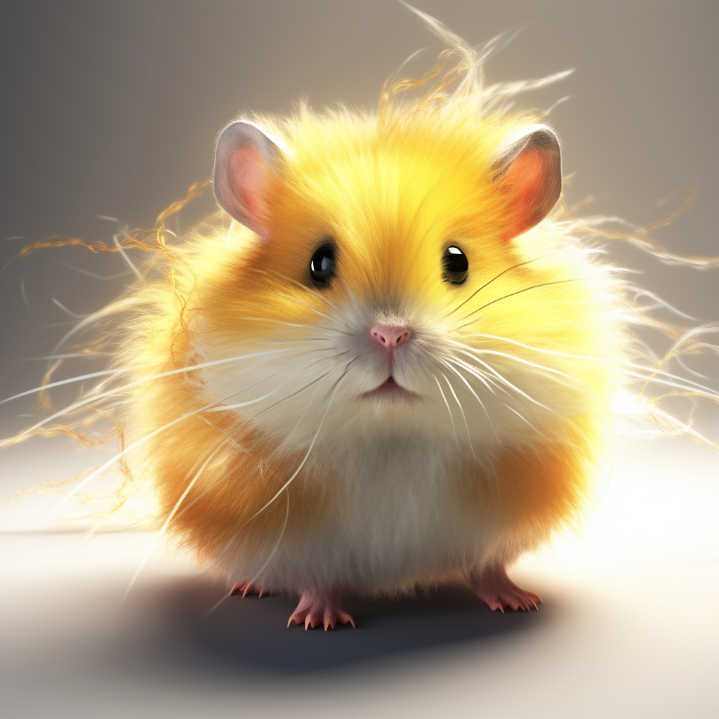 A small, energetic hamster emitting electricity sparks.