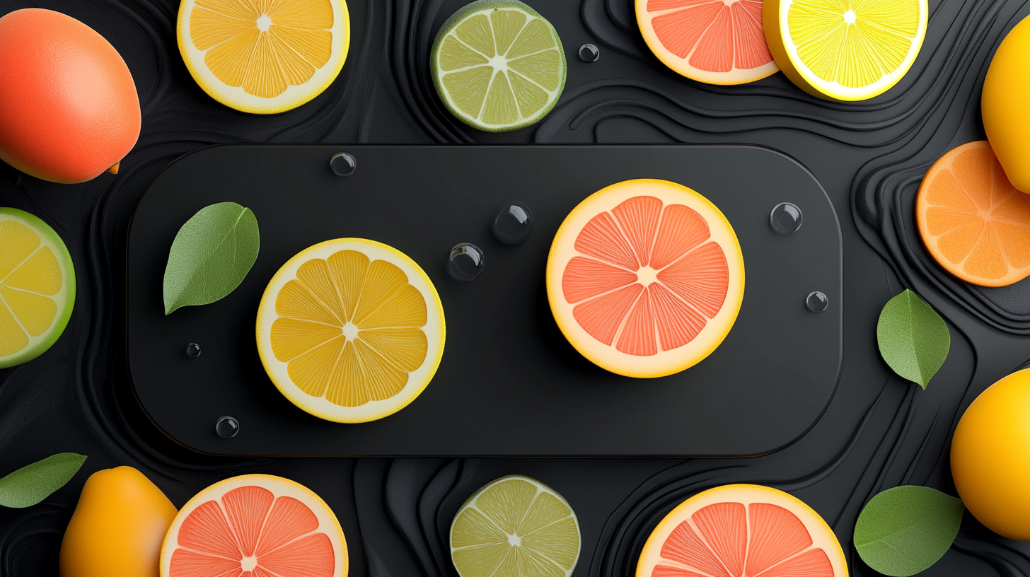 Abstract, minimalistic background for mobile slides, fruit-inspired theme.