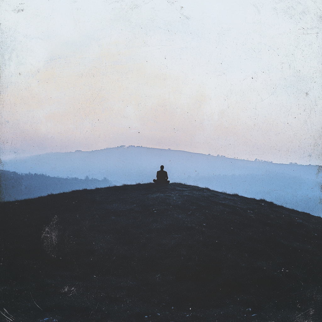 Album cover shows figure alone in peaceful landscape.