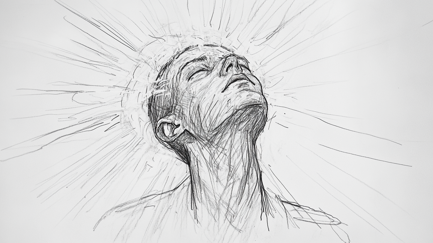 Alive Figure Gazing Skyward Sketch