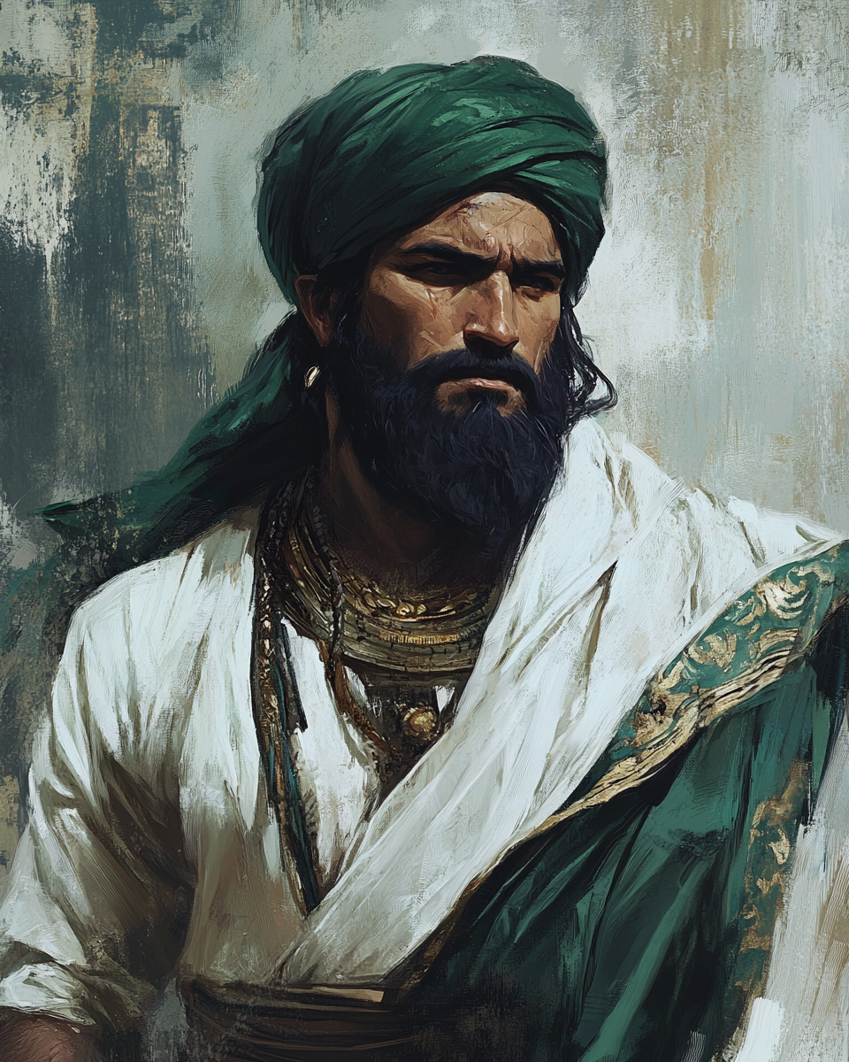 Ancient Islamic warrior in traditional robes and turban - AR 4:5