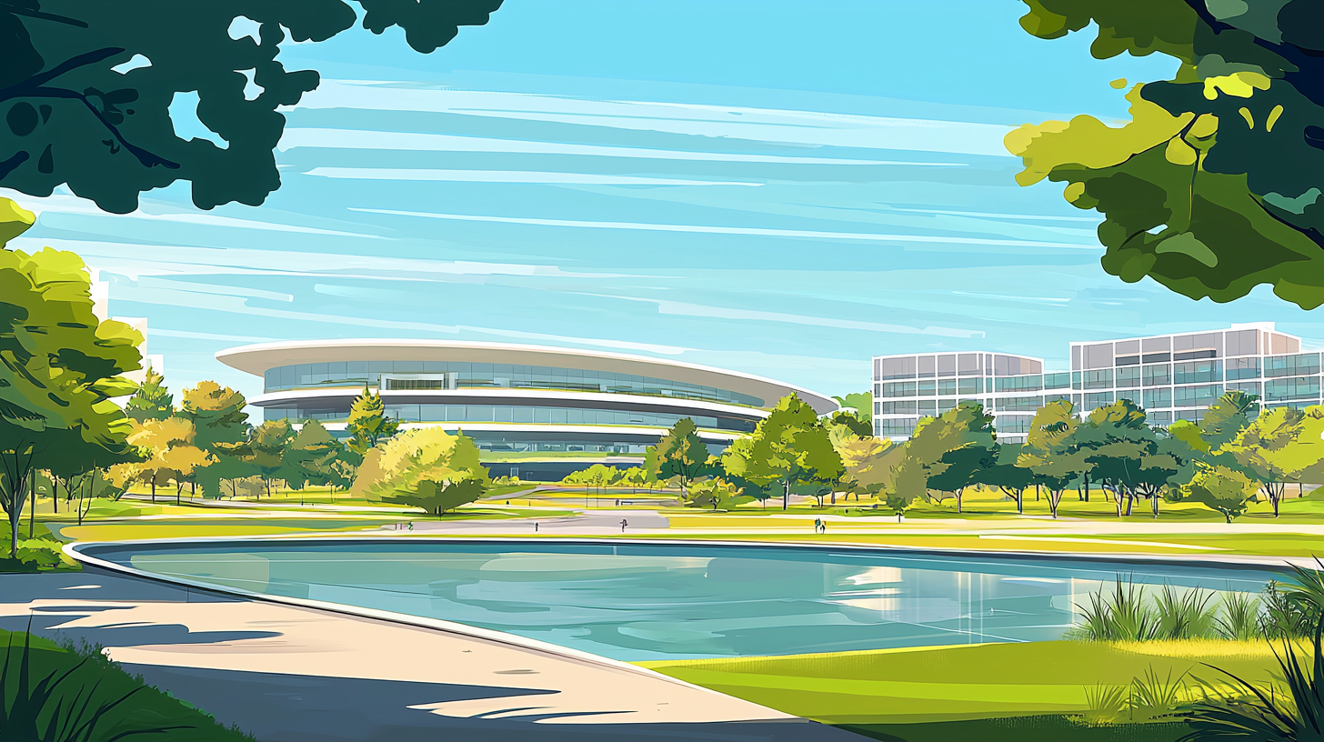 Apple Park in Silicon Valley for Korean webtoon art.