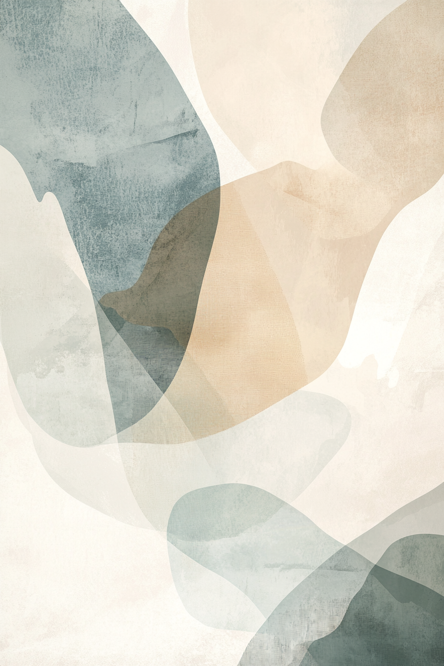 Calm, minimalist abstract art with soft colors and organic shapes.