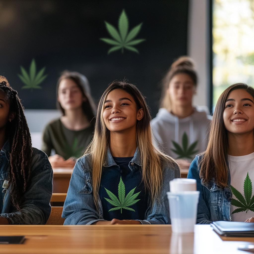 Cannabis Training Classroom with Diverse Students in Square Photo