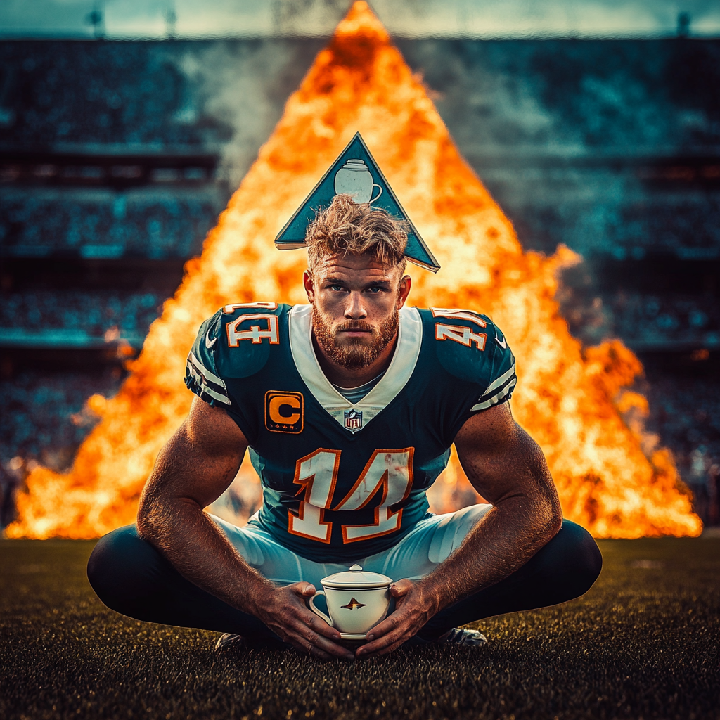 Cooper Kupp Football Player Teacup Fire Background