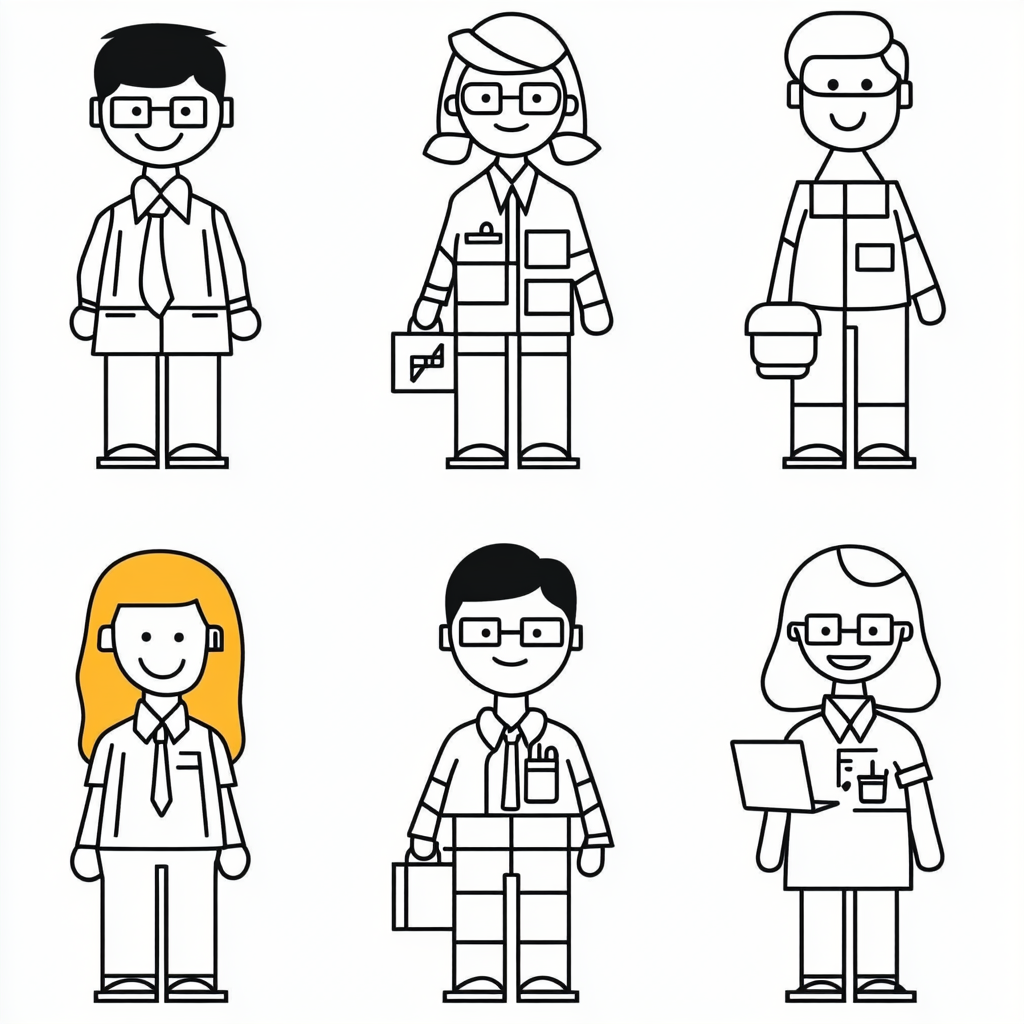 Create 10 diverse vector characters for education theme.