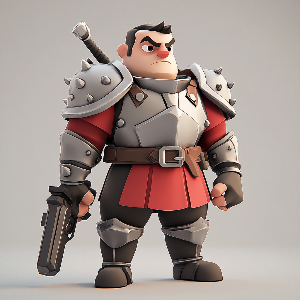 Create a 3D male character with armor, gun.