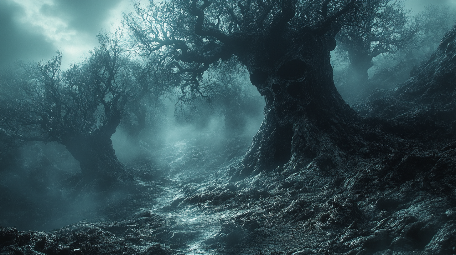 Cursed Forest with Malevolent Trees, Decayed Ground - 16:9, 750px