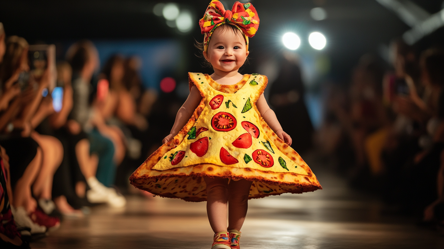 Cute Baby Fashion Show: Pizza-Inspired Runway Outfit