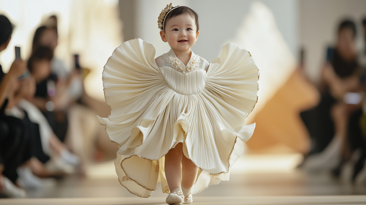 Cute Baby in Gyoza-Inspired Couture