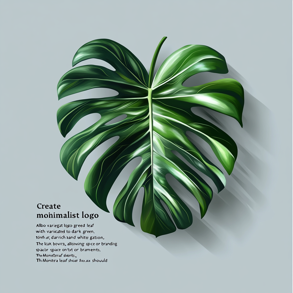 Dark Monstera Albo leaf logo with elegant details.