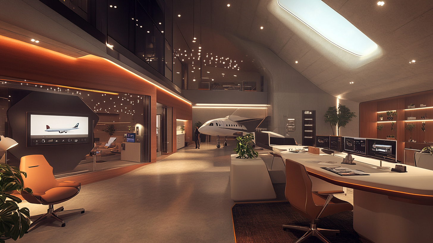 Design desks in office where aircraft interiors are customized.