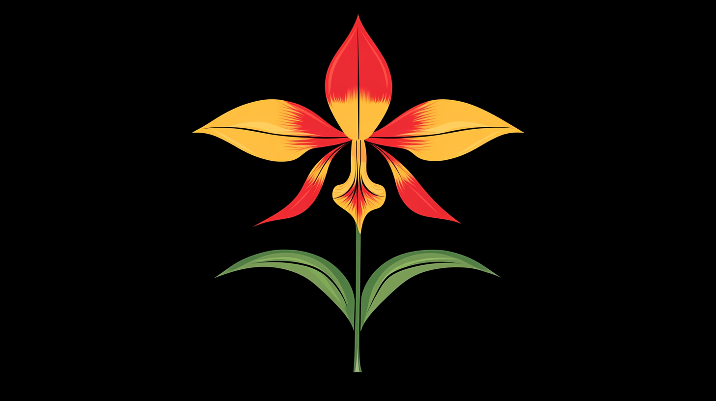 Disa Uniflora flower icon in red, yellow, green.