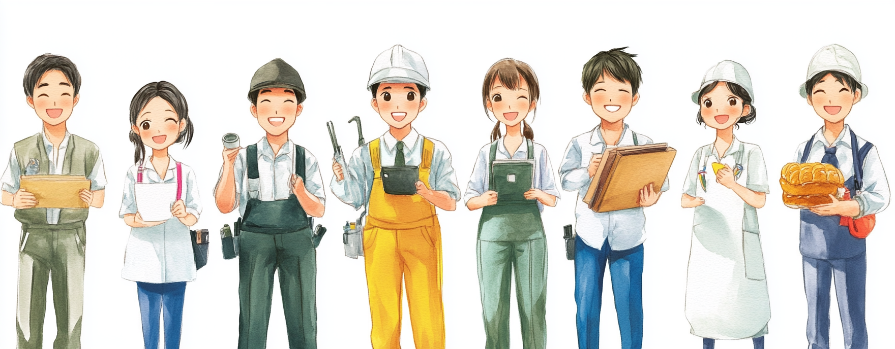 Diverse Taiwanese and Japanese professionals with various skills.