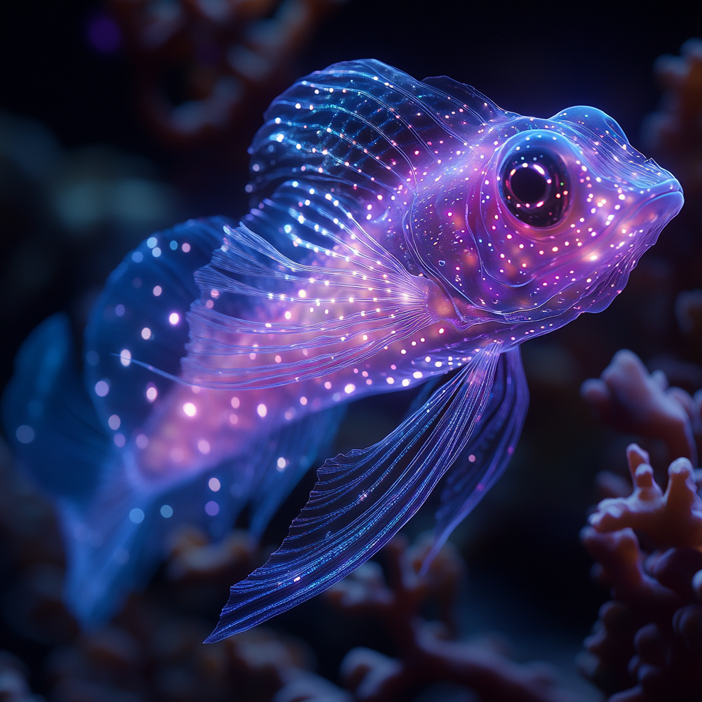 Fashionable deep sea viperfish with metallic LED lights.