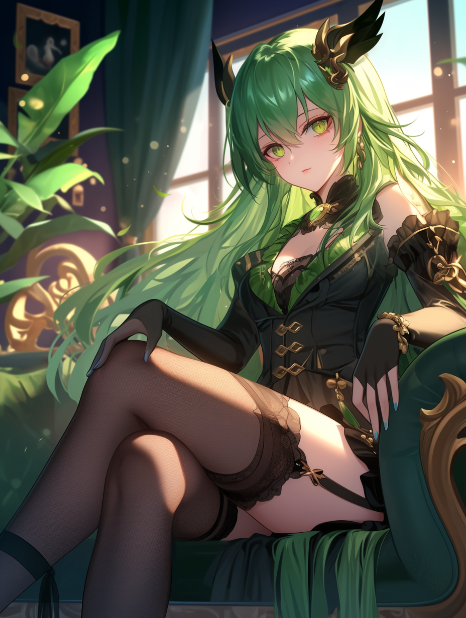 Green-Haired Anime Character in High Heels