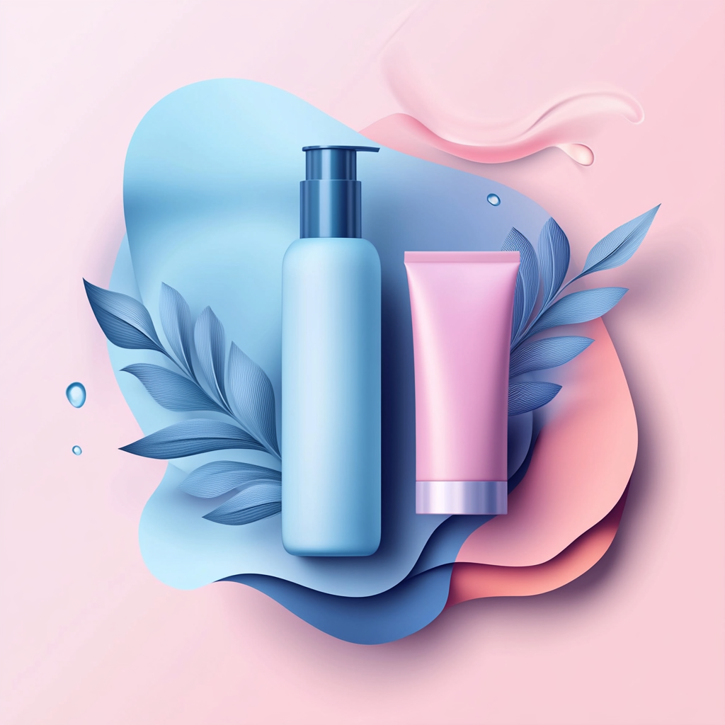 Hair care product banner with modern design and branding.