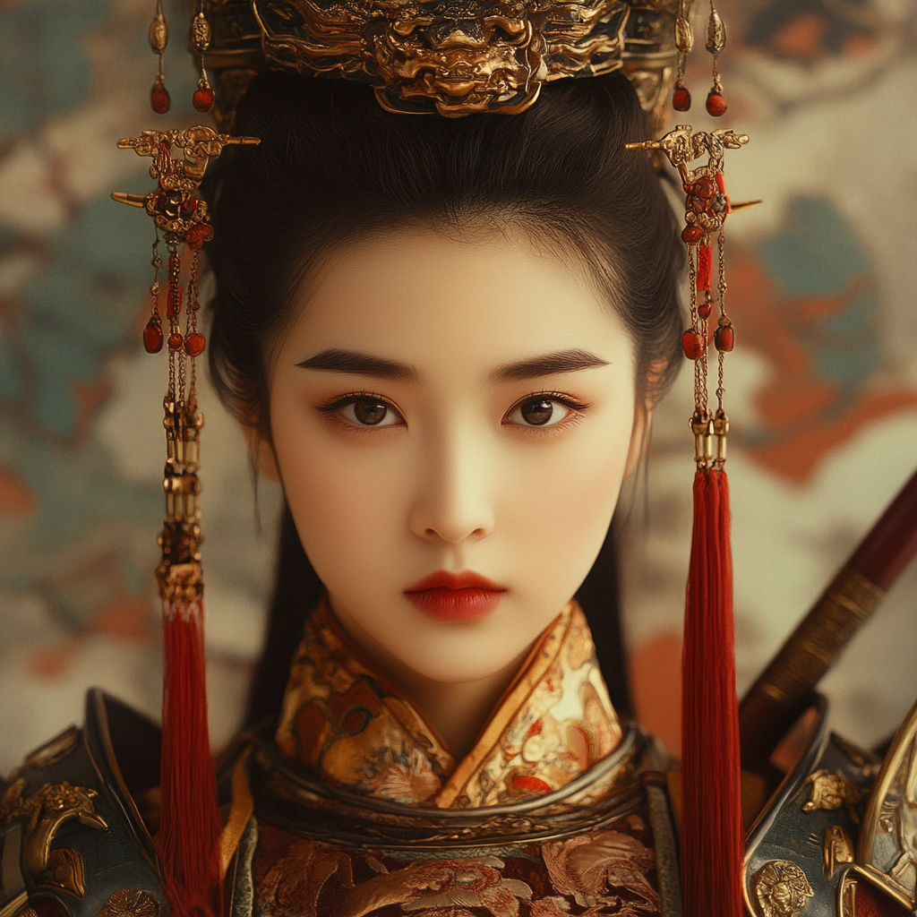 Image of young female general in ancient China.