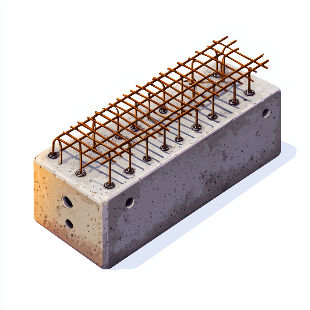 Isometric Concrete Beam Construction Rebar Icon Illustration