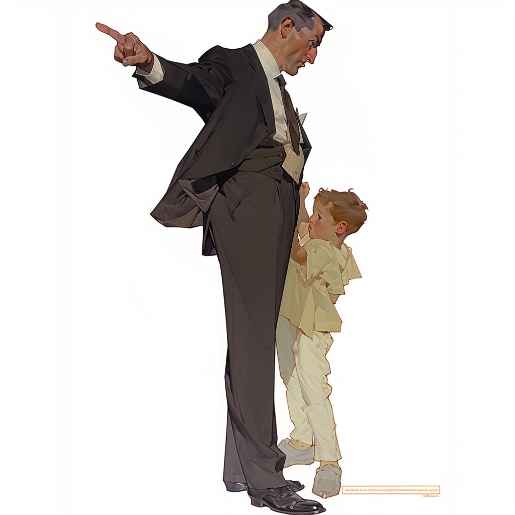 JC Leyendecker Illustration: Man in Suit Walking with Son