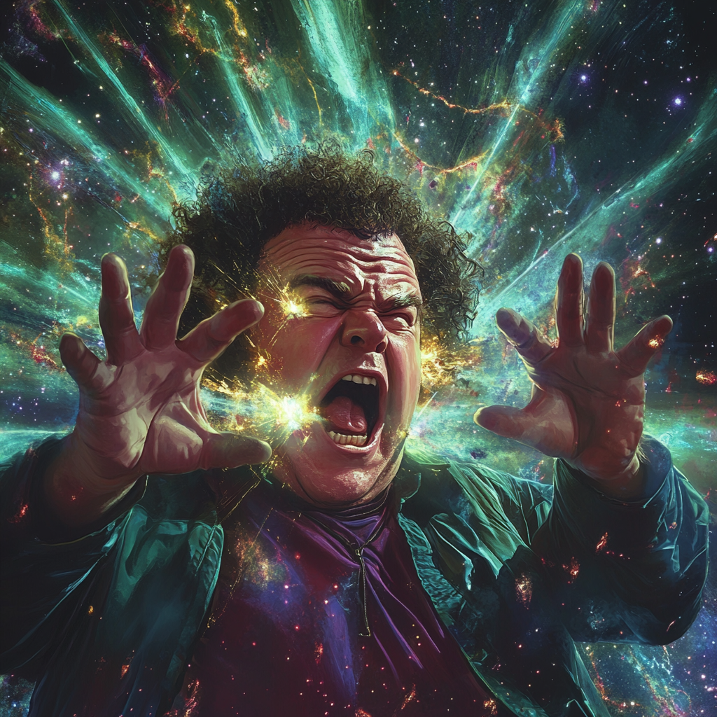 John C Reilly as transcending being with clawed hands, lasers.