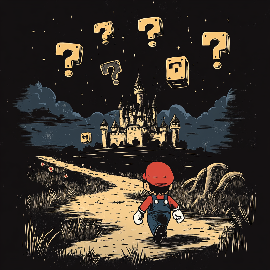 Mario t-shirt with dark fantasy design, D&D inspiration.