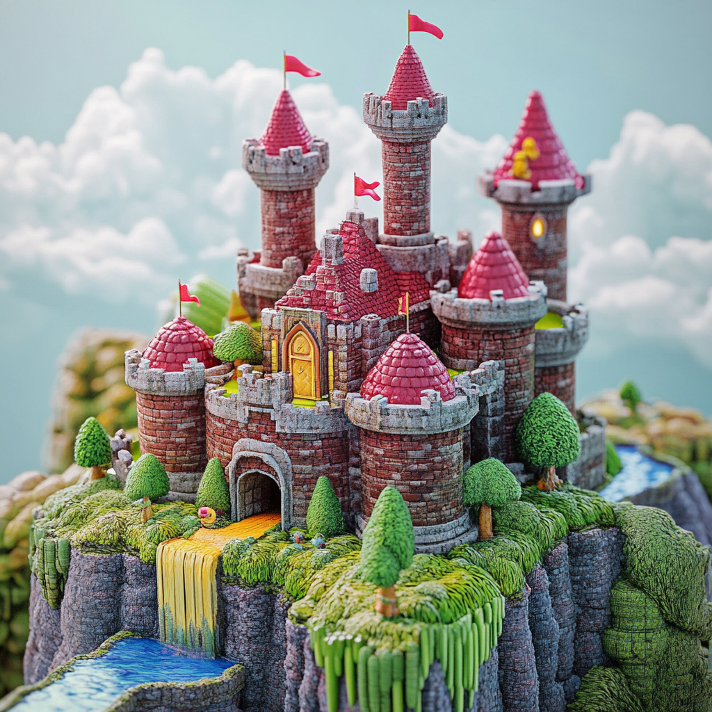 Microscopic Mario level, princess in another castle, next level.