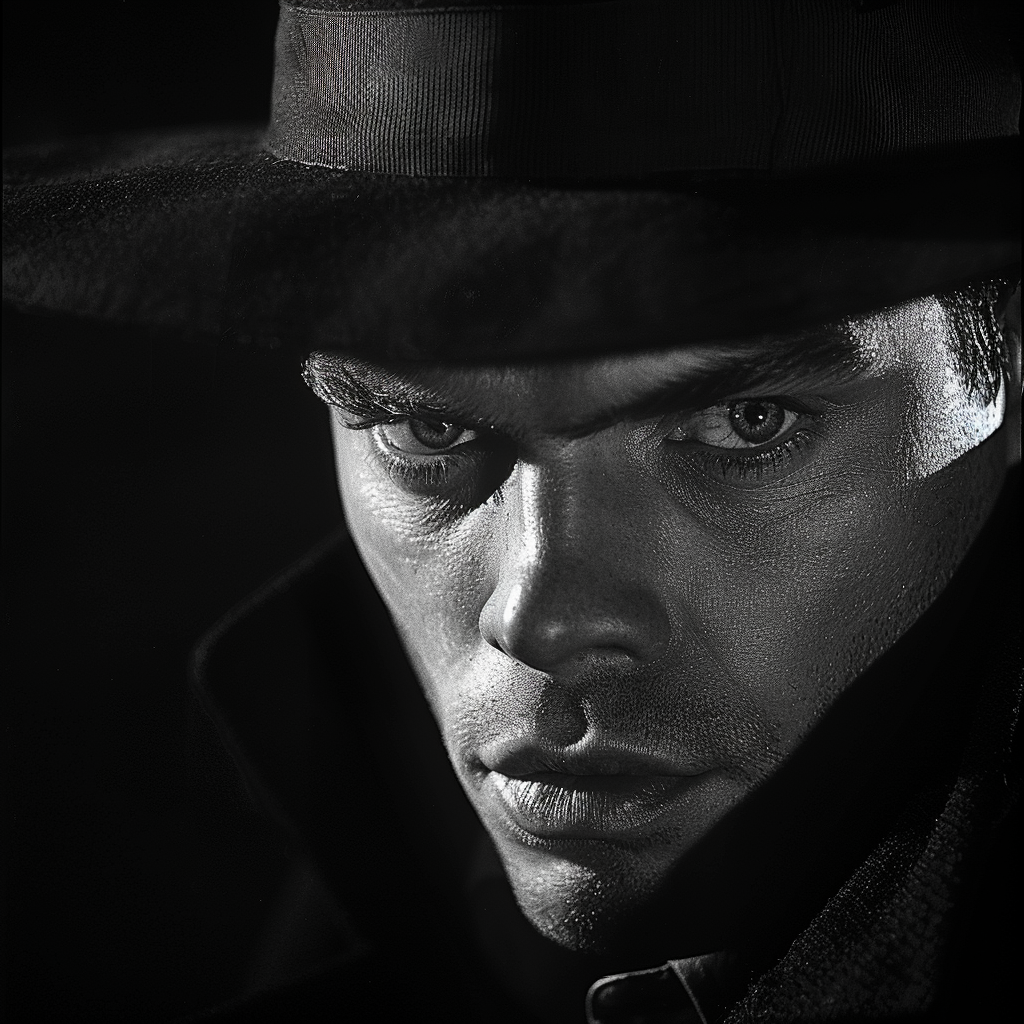 Orson Welles as young man in big fedora.