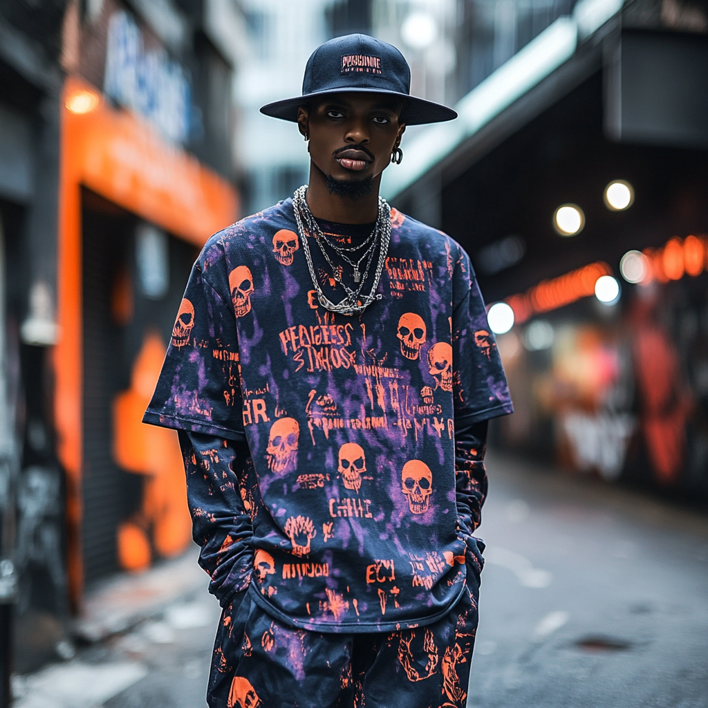 PUSHLINE's Halloween streetwear: dark skulls, rebel spirits, neon colors.