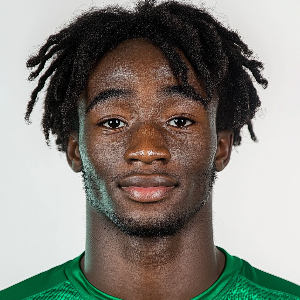 Portrait of 21 year old professional footballer, West African.