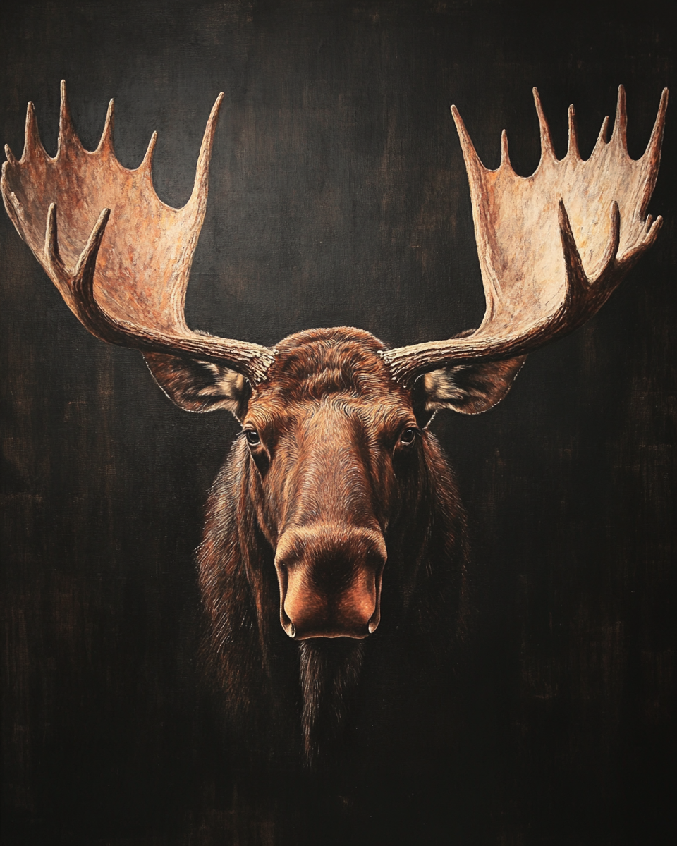 Rembrandt Style Moose Portrait in Dramatic Lighting 