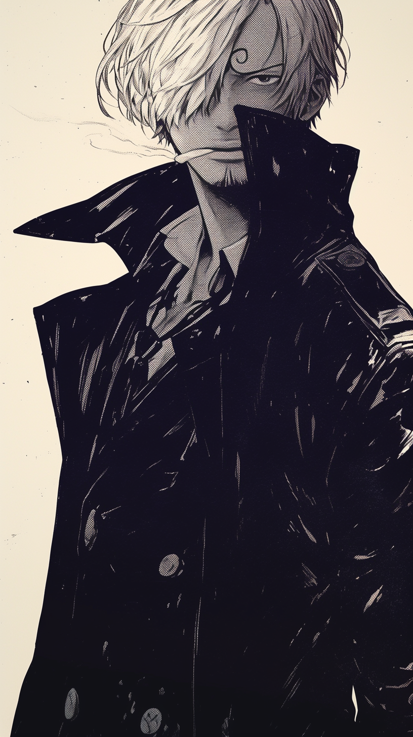 Sanji from One Piece in gothic anime style.