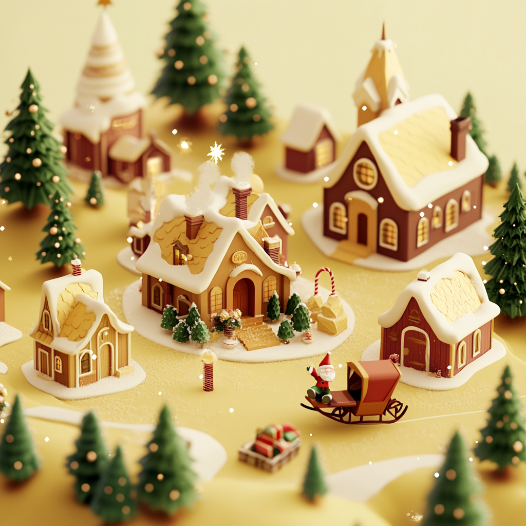 Santa's Village in Low Poly Game Style