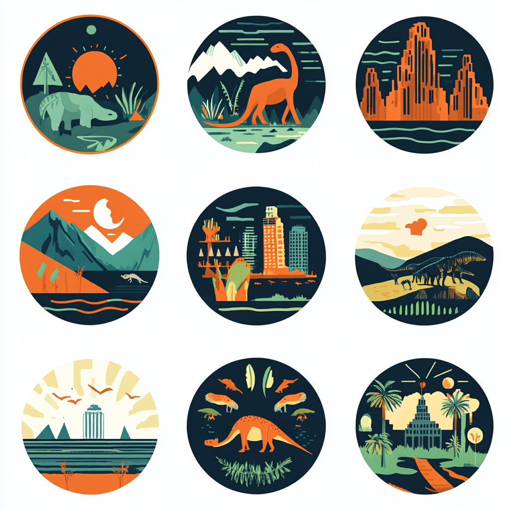 Simple, abstract icons for LA Natural History Museum app.