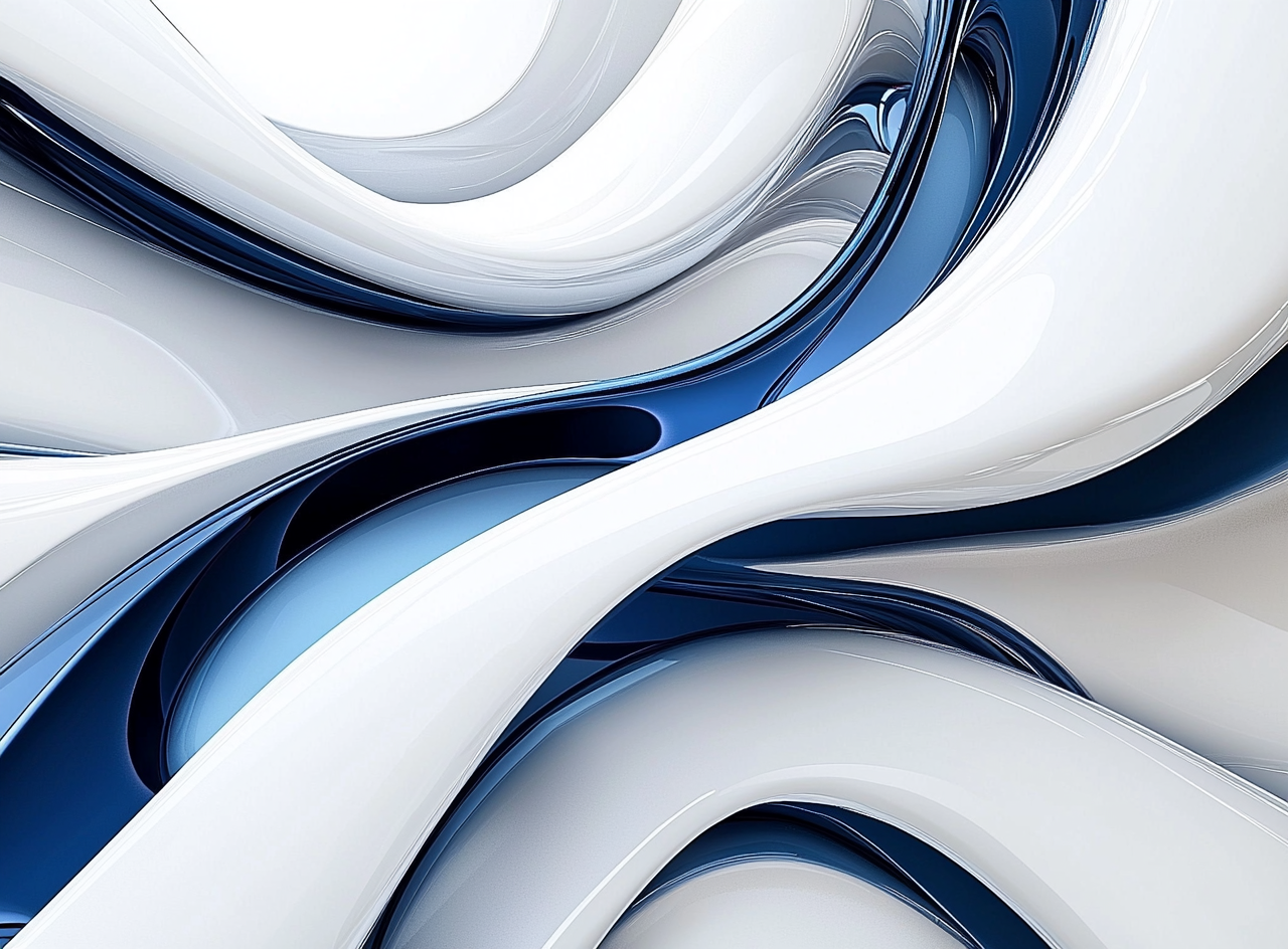 Sophisticated 3D Curved Lines Wallpaper in Sapphire and White