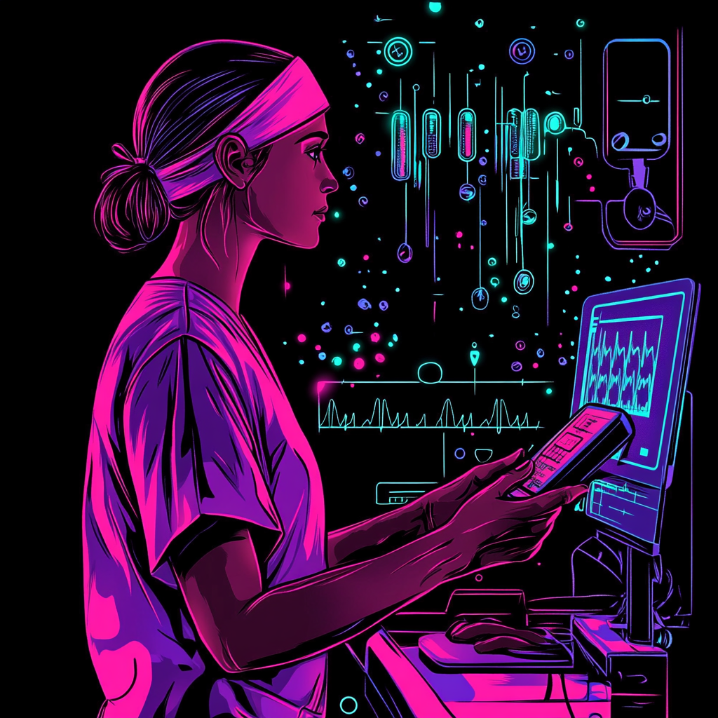 Sterile processing technician scanning with neon light and water.