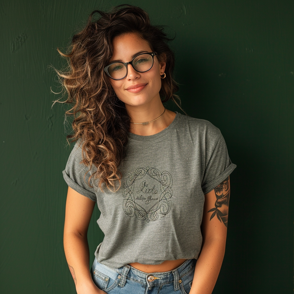 Stylish Woman in Bella Canvas 3001 Mockup T-Shirt