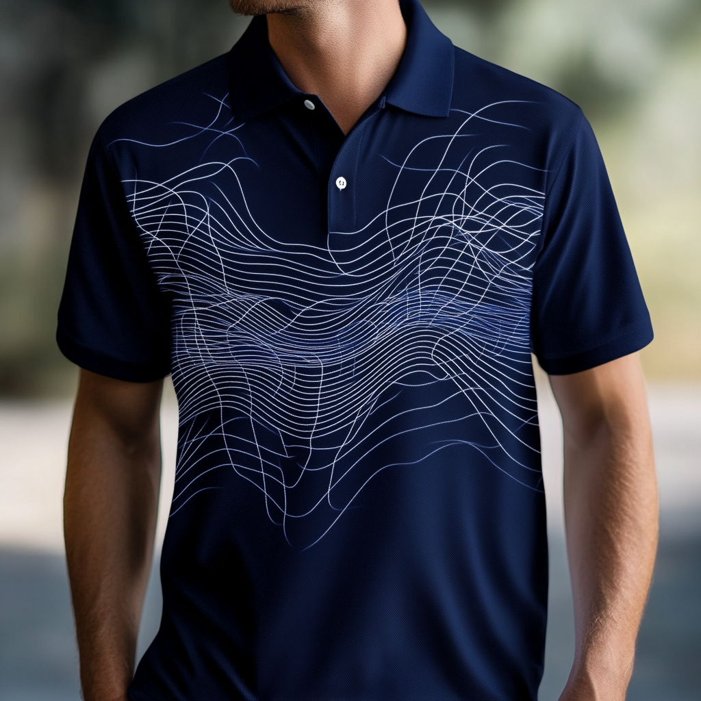 Tech, computations, investing, neural networks symbol on polo shirt.