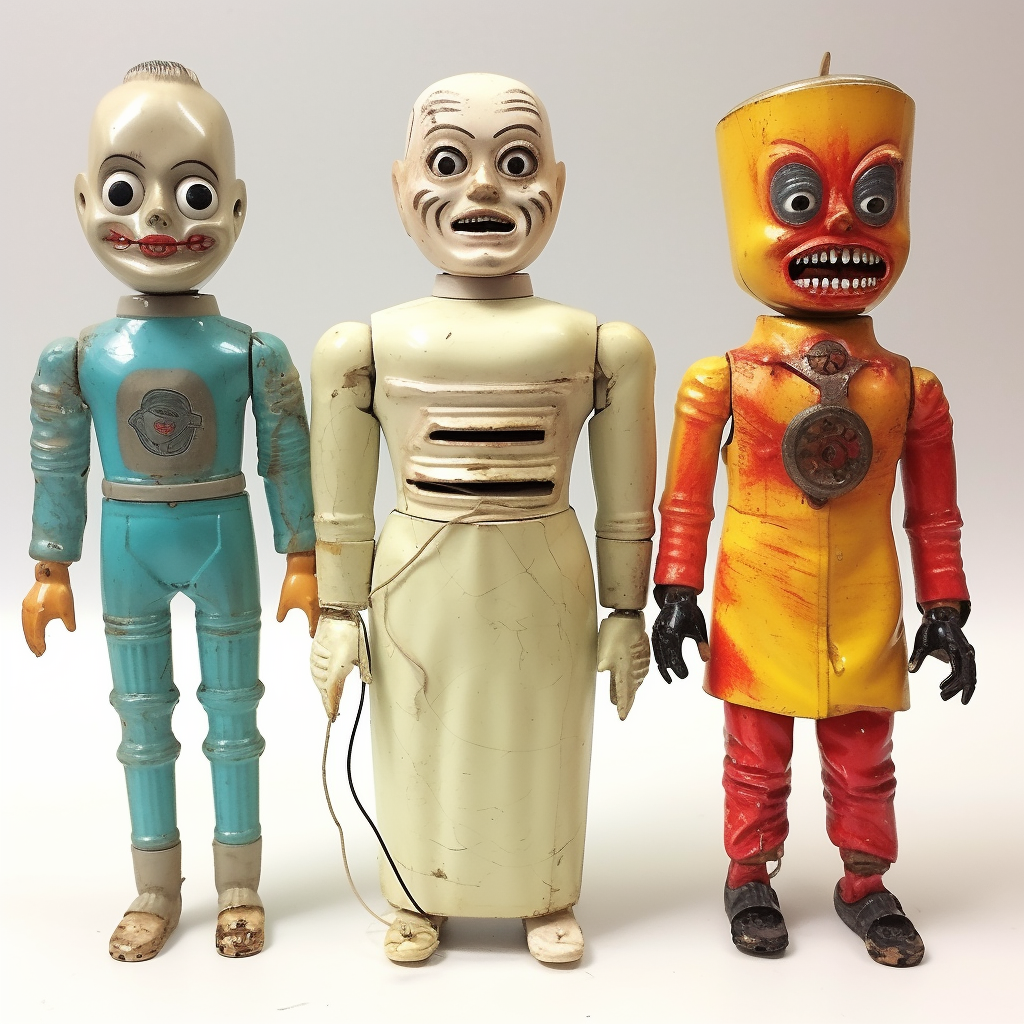 Three 60s Japanese horror figures in vintage sizes.