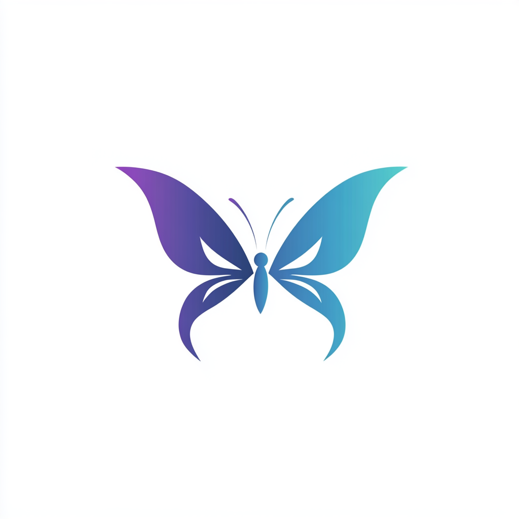 Transformational Coaching Program logo with butterfly symbol, calming tones.